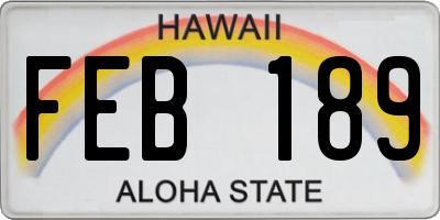 HI license plate FEB189