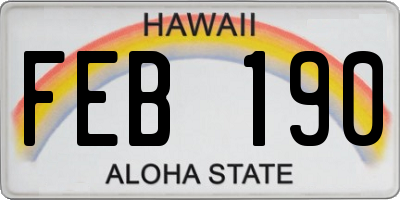 HI license plate FEB190