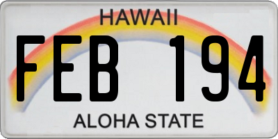 HI license plate FEB194