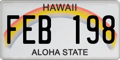 HI license plate FEB198