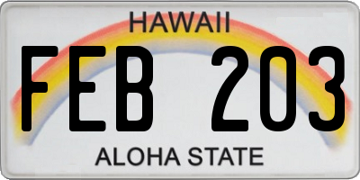 HI license plate FEB203