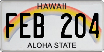 HI license plate FEB204