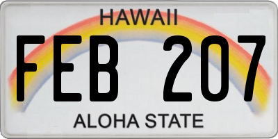 HI license plate FEB207
