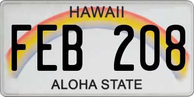 HI license plate FEB208
