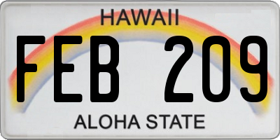 HI license plate FEB209