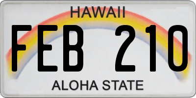 HI license plate FEB210