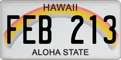 HI license plate FEB213