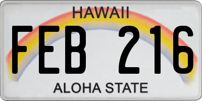 HI license plate FEB216