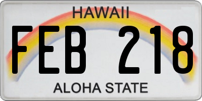 HI license plate FEB218