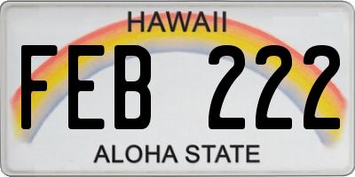 HI license plate FEB222
