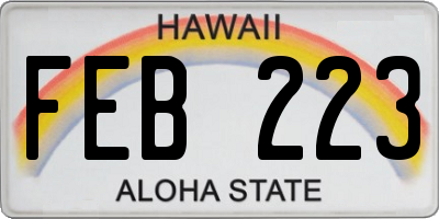 HI license plate FEB223