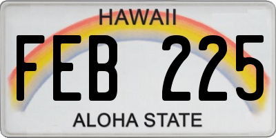 HI license plate FEB225