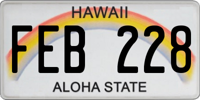 HI license plate FEB228