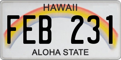 HI license plate FEB231