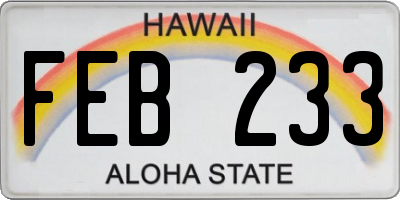 HI license plate FEB233
