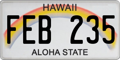 HI license plate FEB235