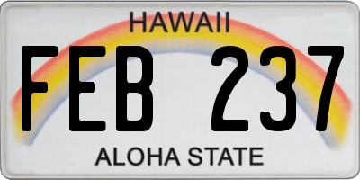 HI license plate FEB237