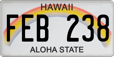 HI license plate FEB238