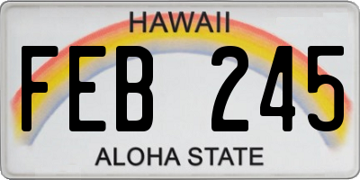 HI license plate FEB245