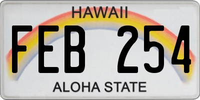 HI license plate FEB254