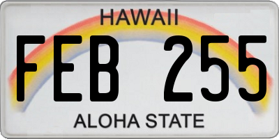 HI license plate FEB255