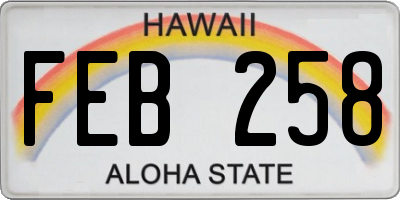 HI license plate FEB258