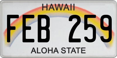 HI license plate FEB259