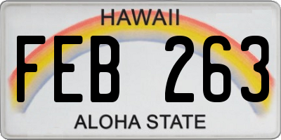 HI license plate FEB263