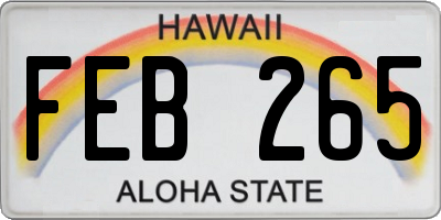 HI license plate FEB265