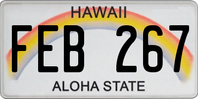 HI license plate FEB267
