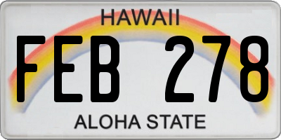 HI license plate FEB278