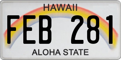 HI license plate FEB281