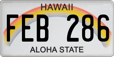 HI license plate FEB286