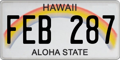 HI license plate FEB287