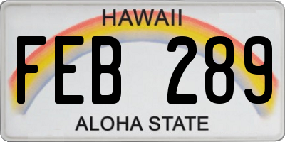 HI license plate FEB289