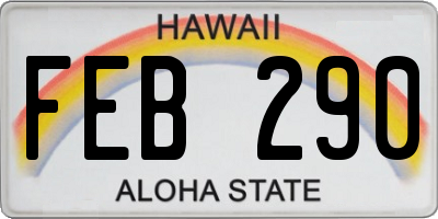 HI license plate FEB290