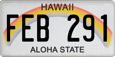 HI license plate FEB291