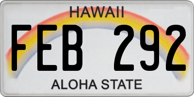 HI license plate FEB292