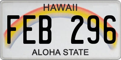 HI license plate FEB296