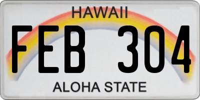 HI license plate FEB304