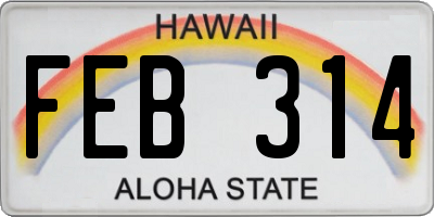 HI license plate FEB314