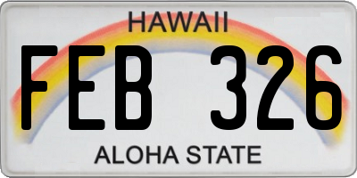 HI license plate FEB326