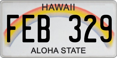 HI license plate FEB329