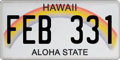 HI license plate FEB331