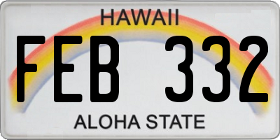 HI license plate FEB332