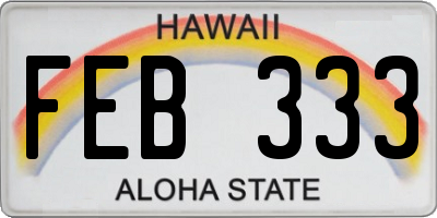 HI license plate FEB333
