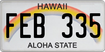 HI license plate FEB335