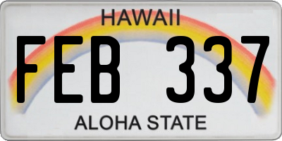 HI license plate FEB337