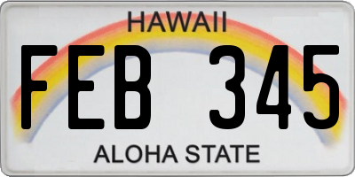 HI license plate FEB345