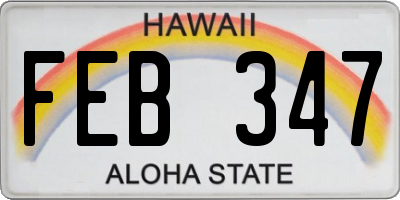 HI license plate FEB347